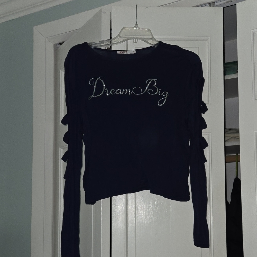 Blue Ruffled Crop Hoodie with Long Sleeves